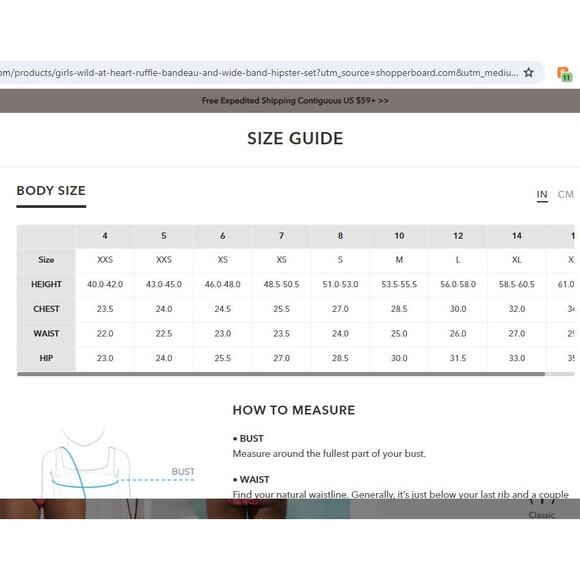 Cupshe Girls Wild At Heart Ruffle Bandeau and Wide Band Hipster Bikini Set 7 - Picture 2 of 12